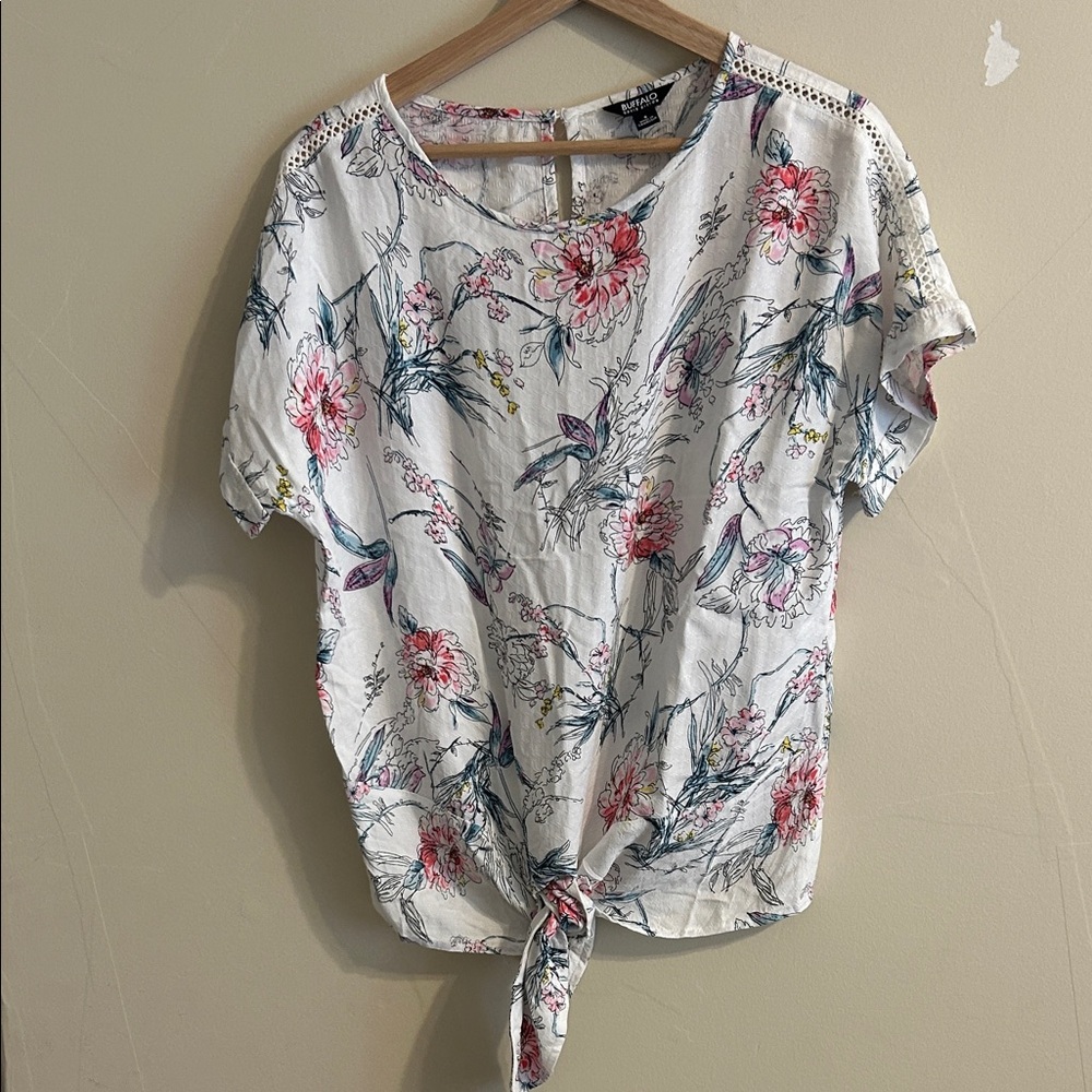 Buffalo David Bitton Floral Tie-Front Blouse